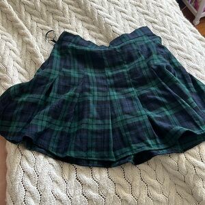 Navy blue/ emerald green plaid skirt